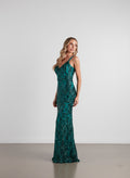 Vestido Lentejuelas Corte Sirena - Verde Botella