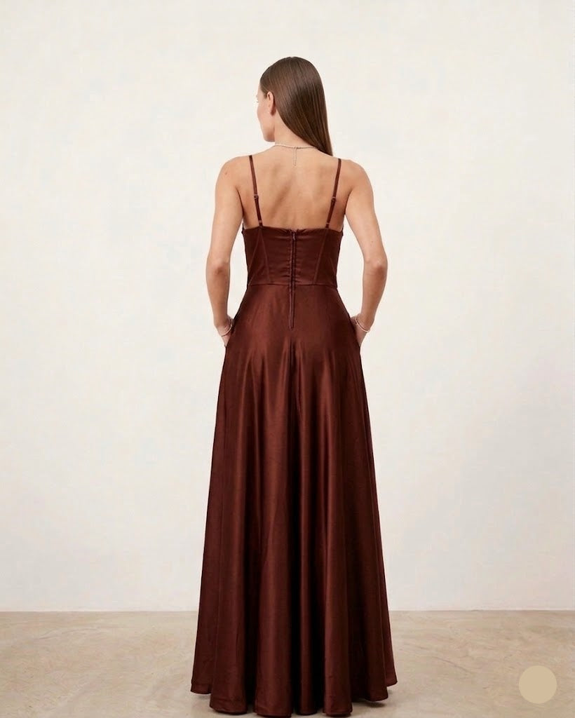 Vestido Satin - Terracota Oscuro