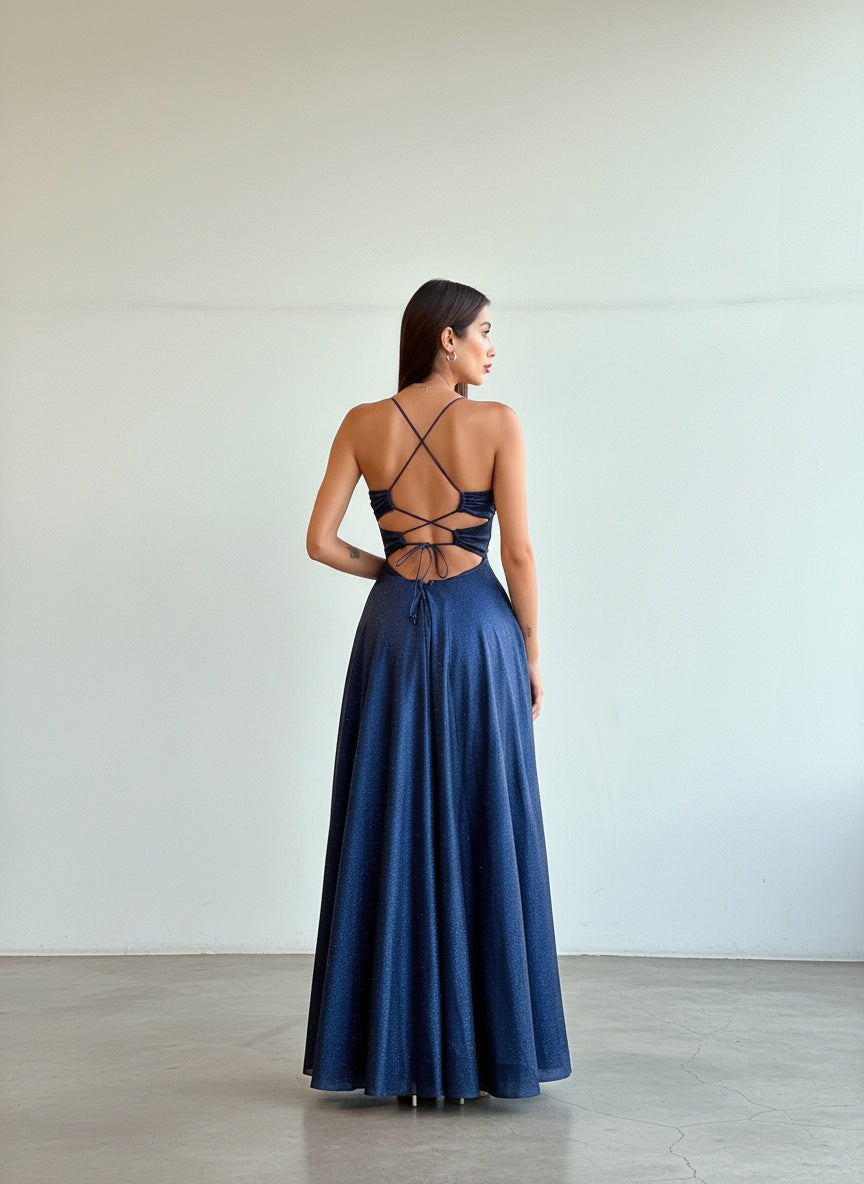 Vestido Gala - Brillos azul marino