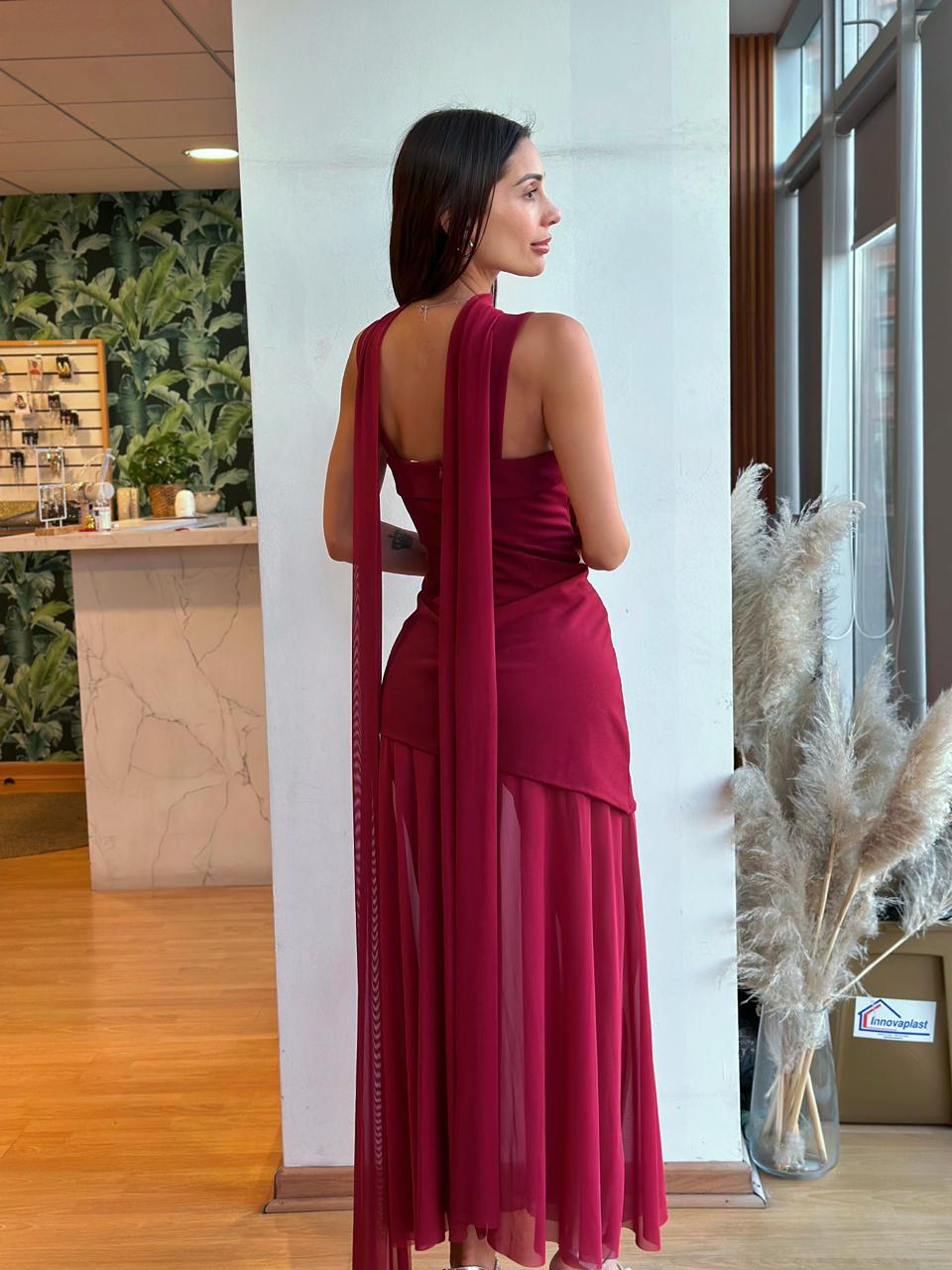 Vestido Pañuelo - Burdeo