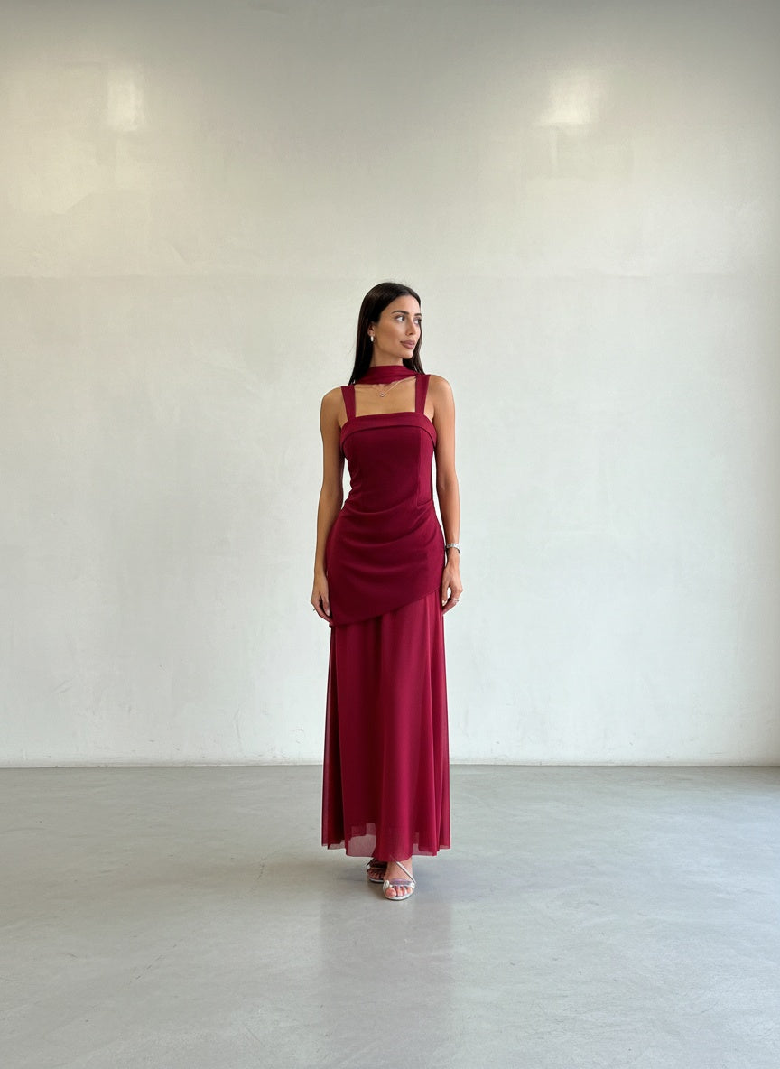 Vestido Pañuelo - Burdeo