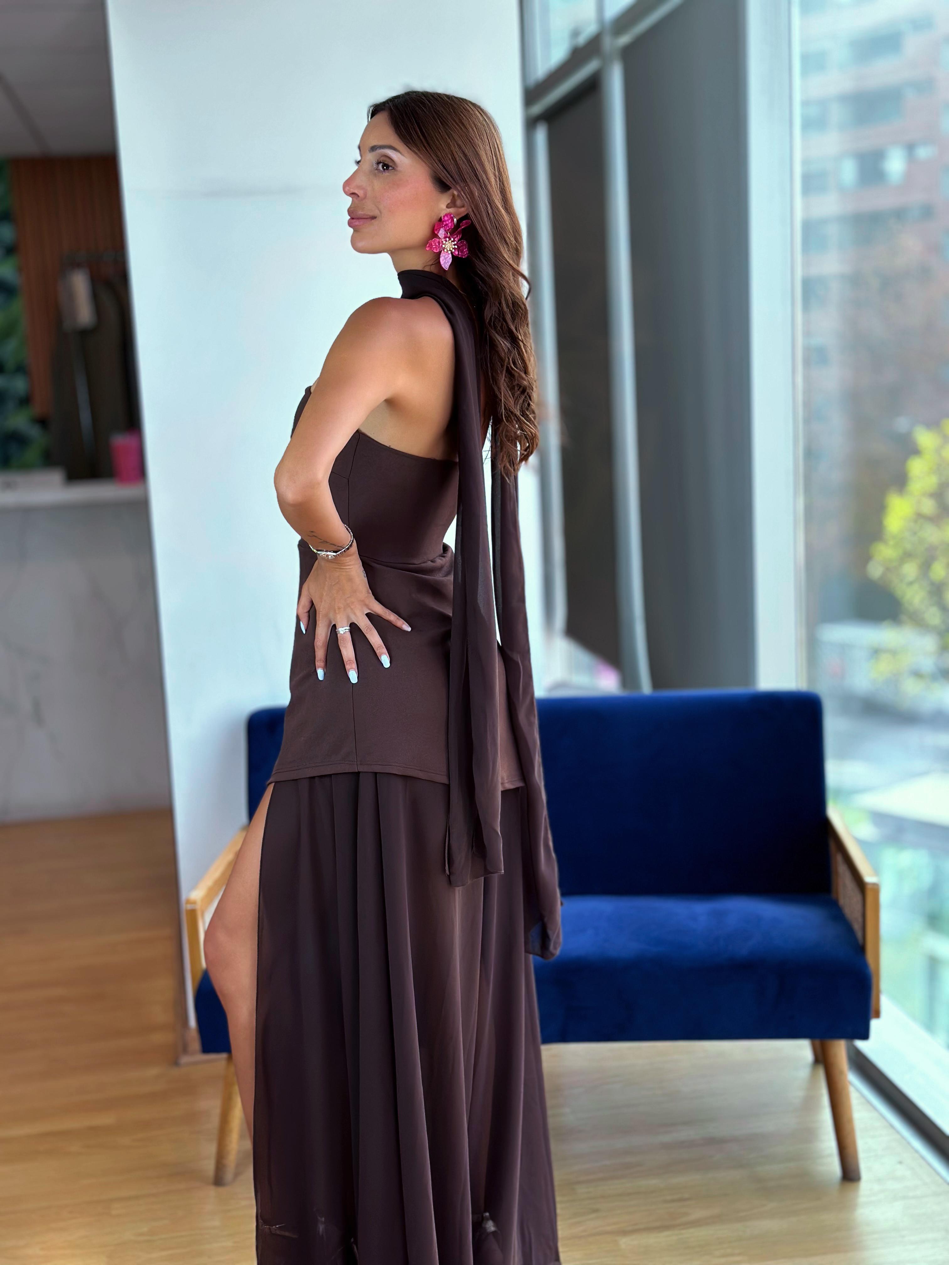 Vestido Strapless - Cafe chocolate