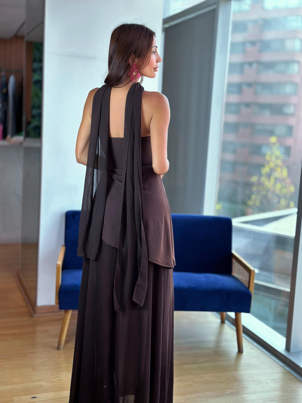 Vestido Strapless - Cafe chocolate
