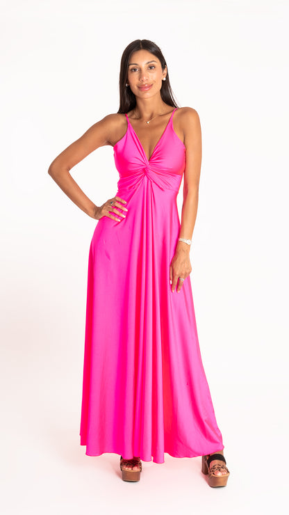 Vestido nudo fucsia