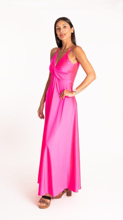 Vestido nudo fucsia