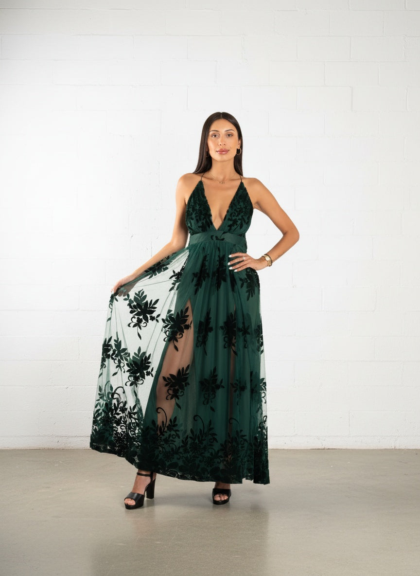 Vestido Tul -  Verde Botella