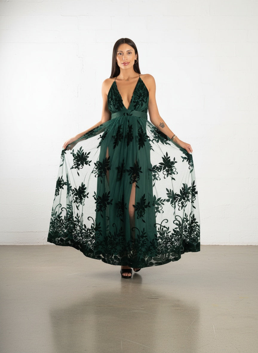 Vestido Tul -  Verde Botella
