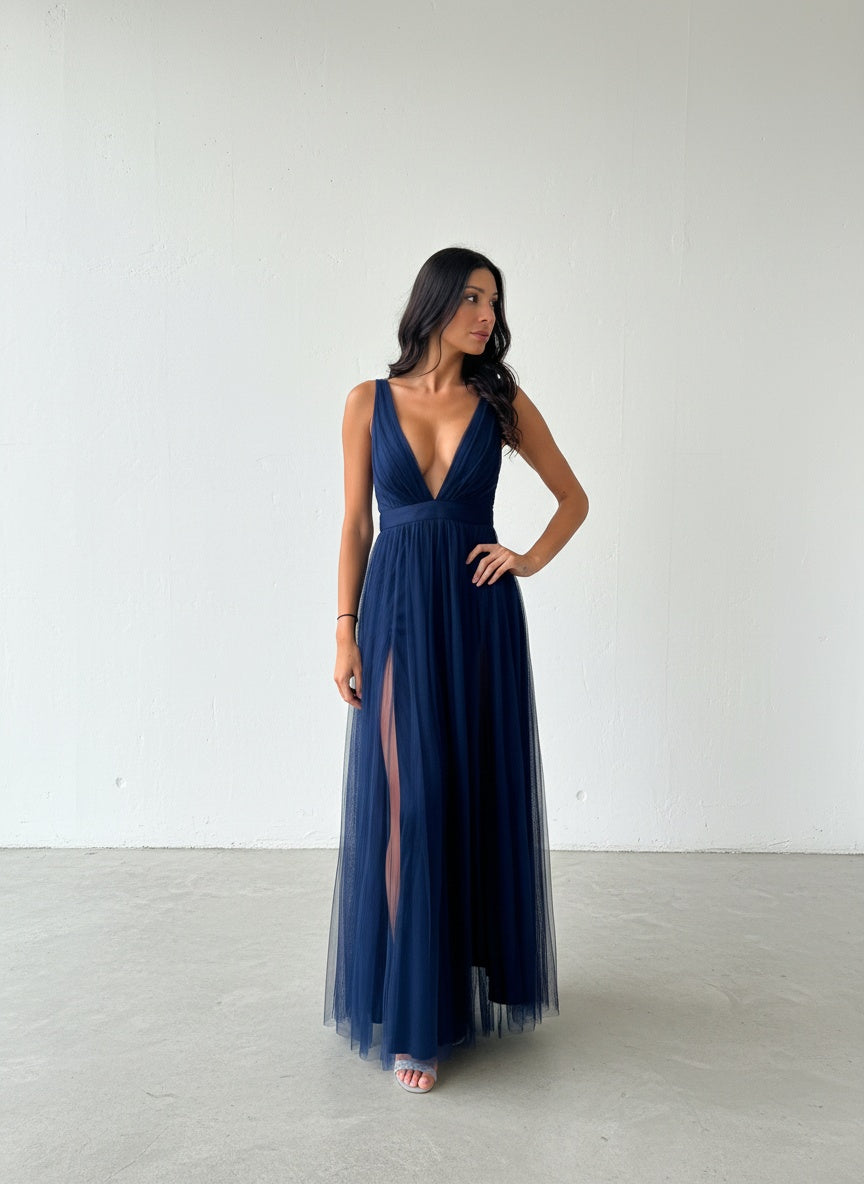 Vestido Tul - Azul Marino