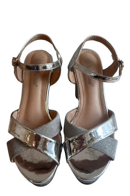 Zapatos Plateados Brillos