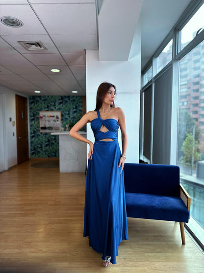 VESTIDO NEREA - AZUL PETROLEO