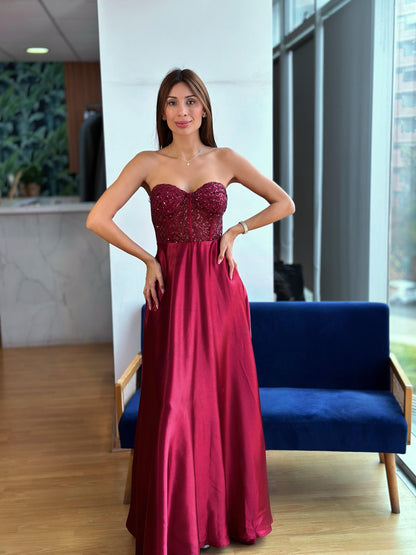VESTIDO CORSET STRAPLESS - BURDEO