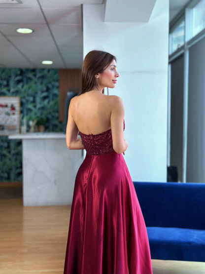 VESTIDO CORSET STRAPLESS - BURDEO