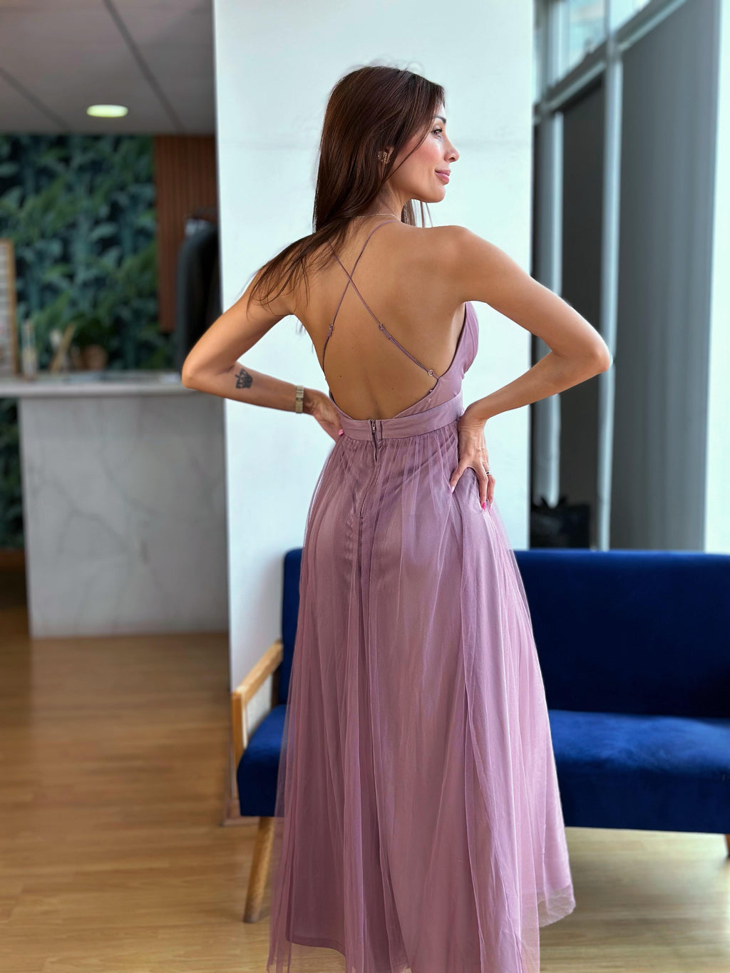 Vestido Tul - Malva