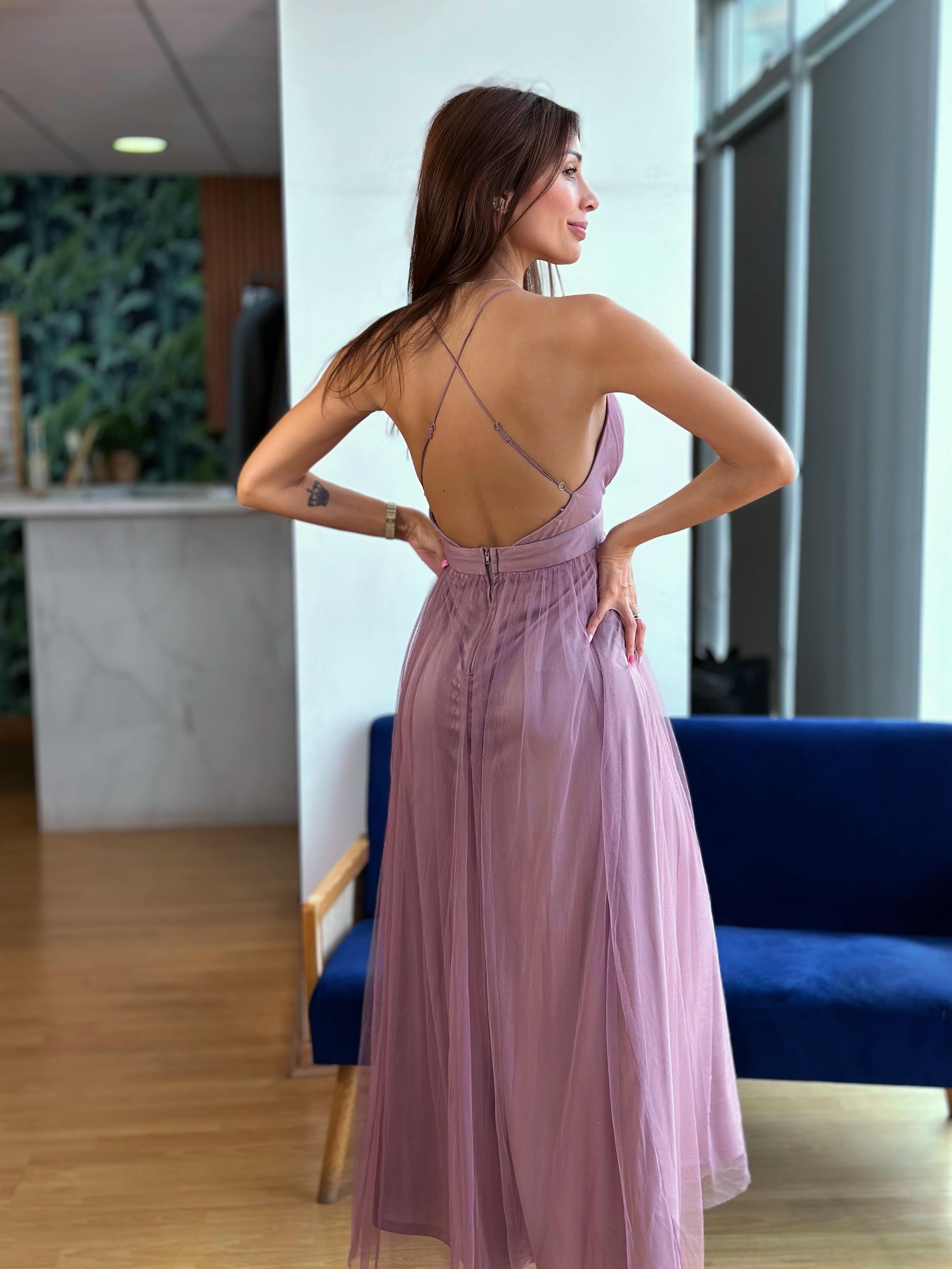 Vestido Tul - Malva