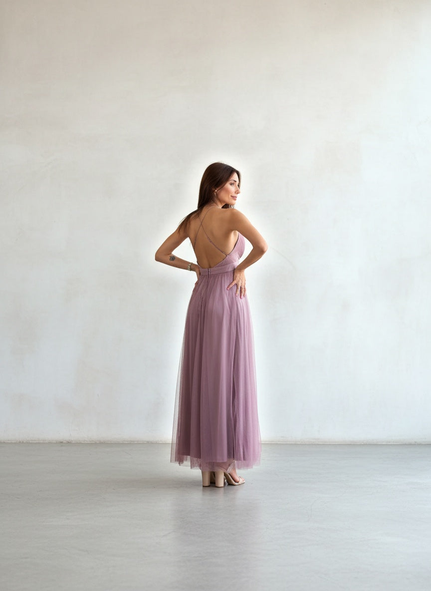Vestido Tul - Malva