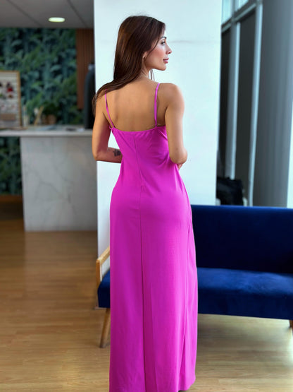 VESTIDO CRUZADO - FUCSIA