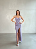 Vestido Cruzado Brillos - Lila