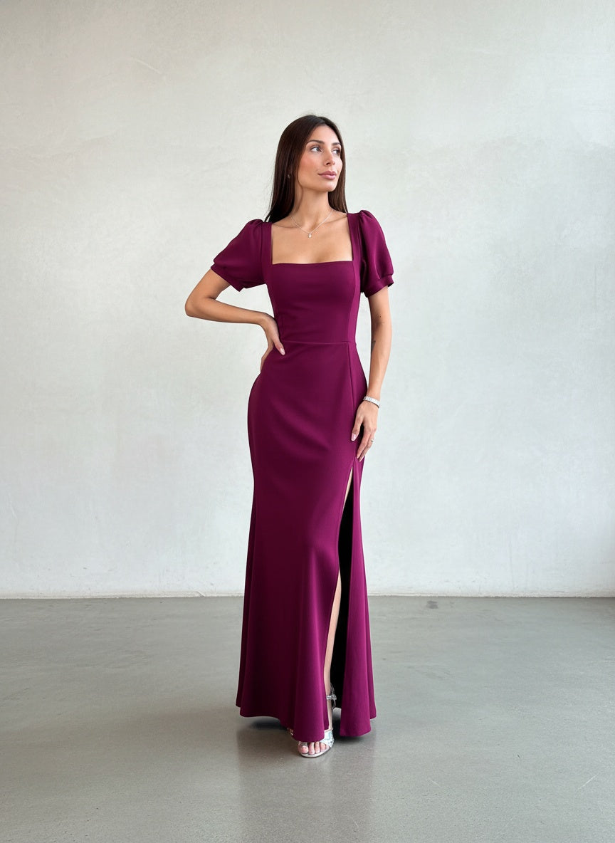 Vestido Manga Globo - Burdeo