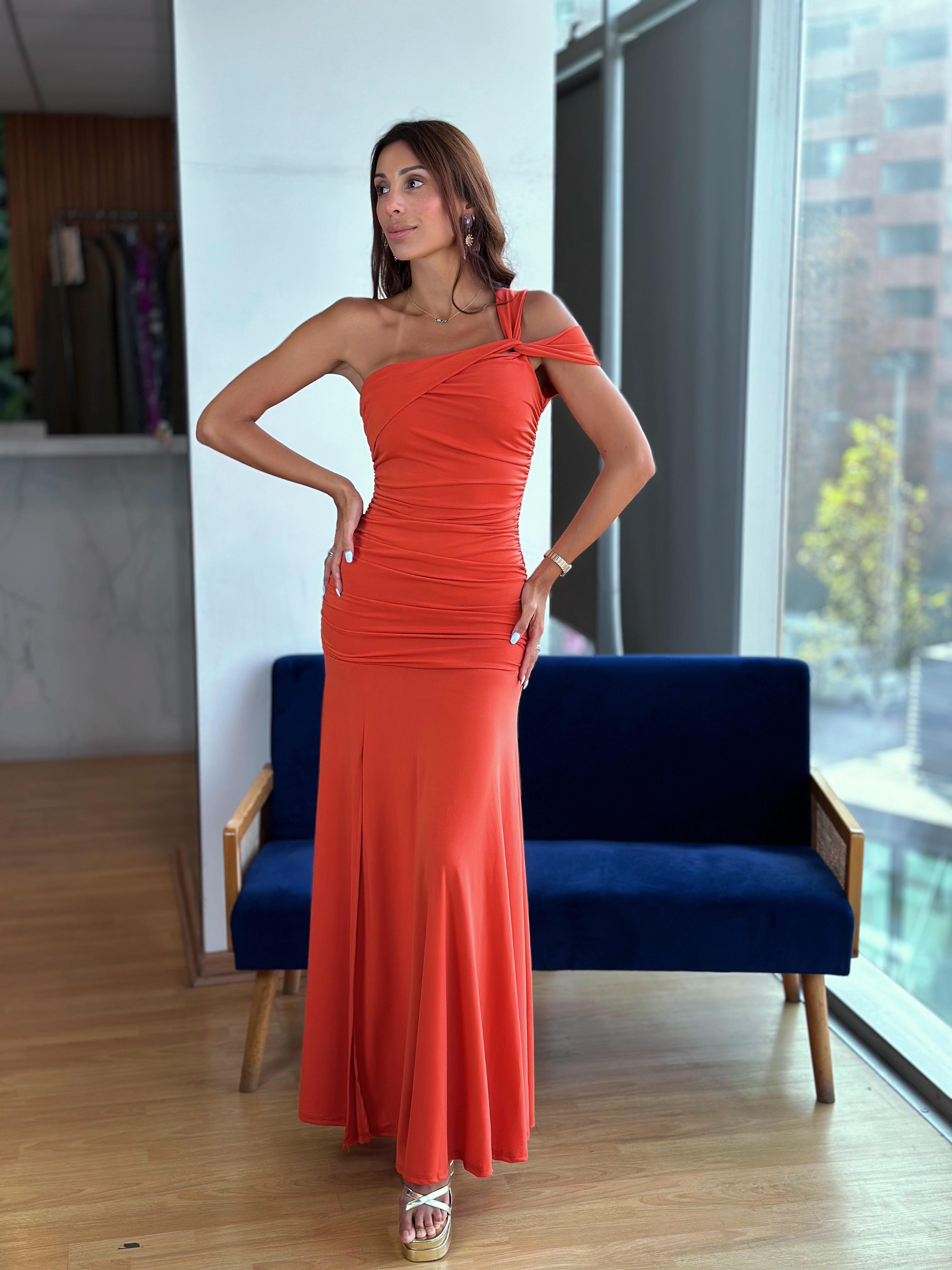 Vestido Asimetrico - Naranjo