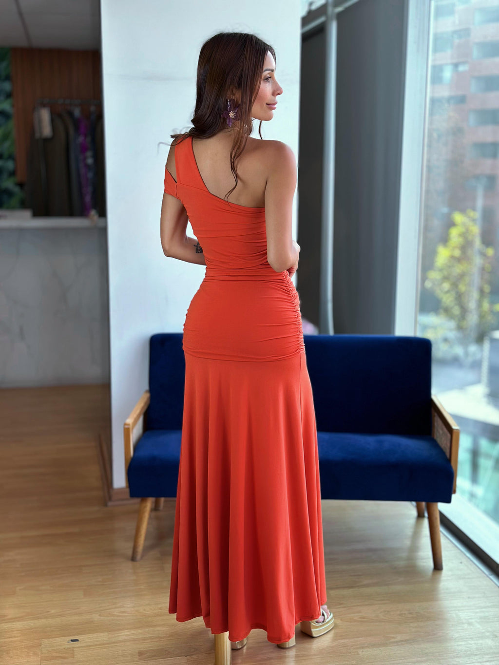 Vestido Asimetrico - Naranjo