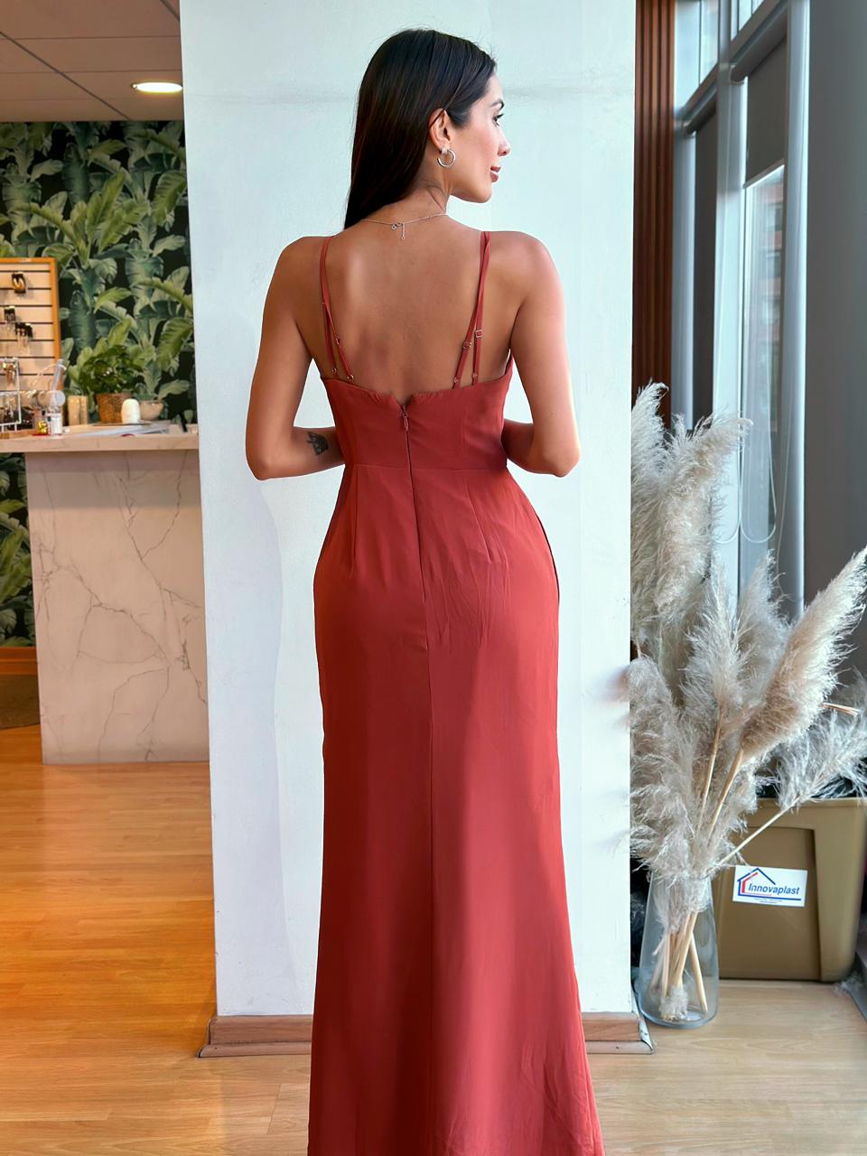 Vestido Gasa - Terracota