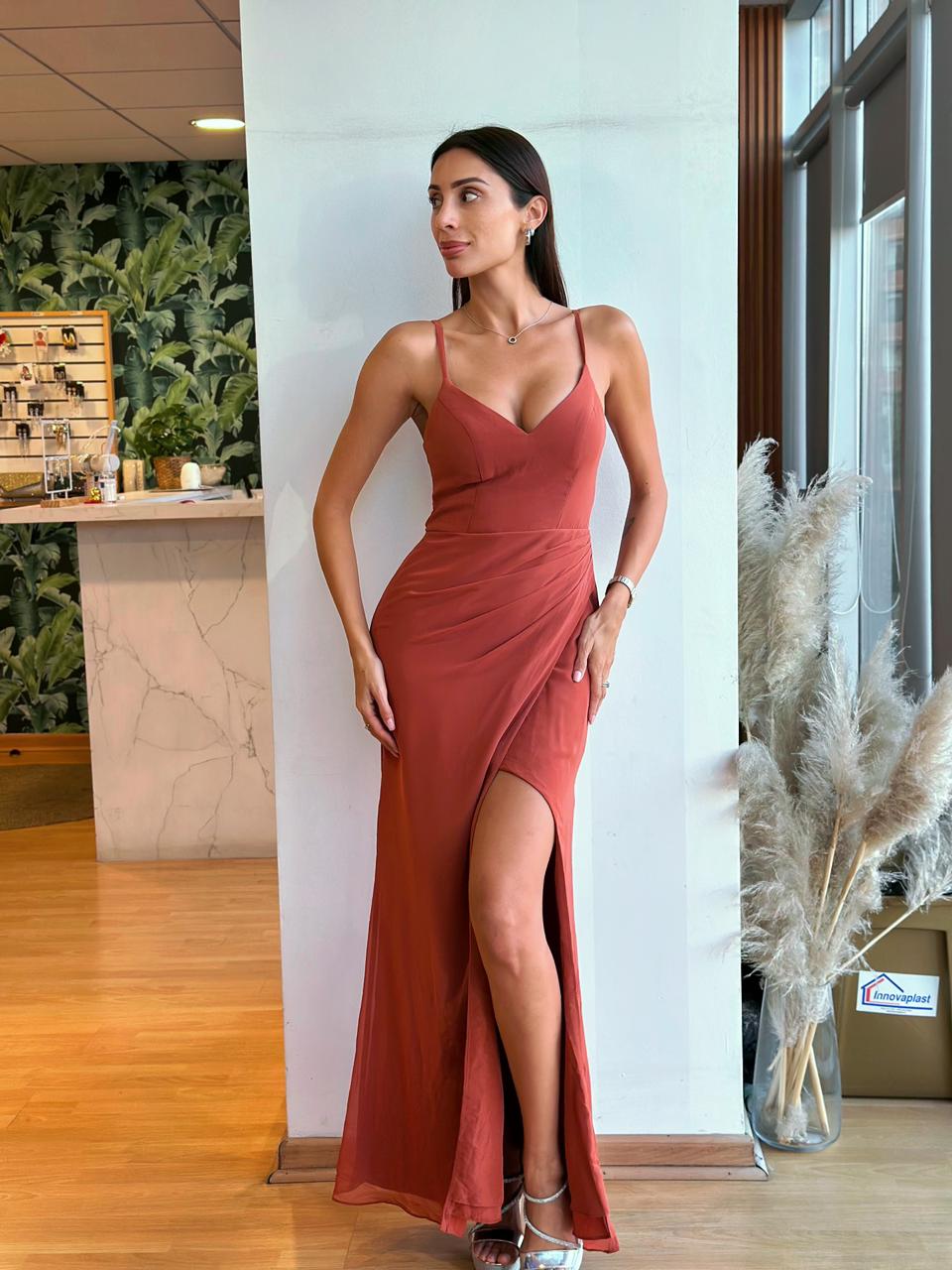 Vestido Gasa - Terracota