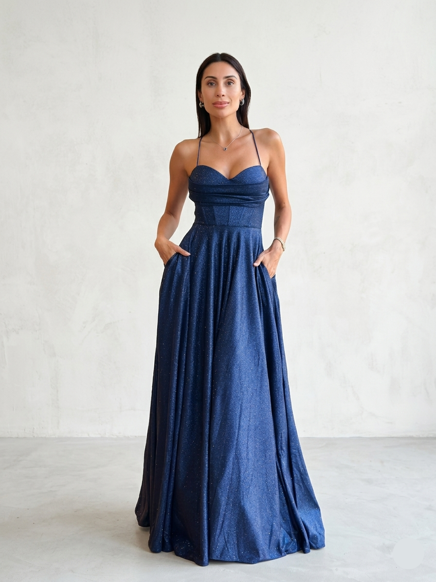 Vestido Brillos - Azul Marino