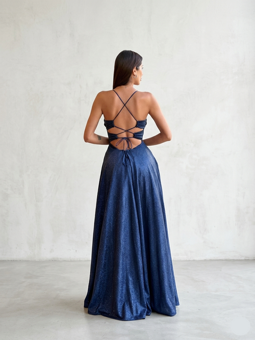 Vestido Brillos - Azul Marino