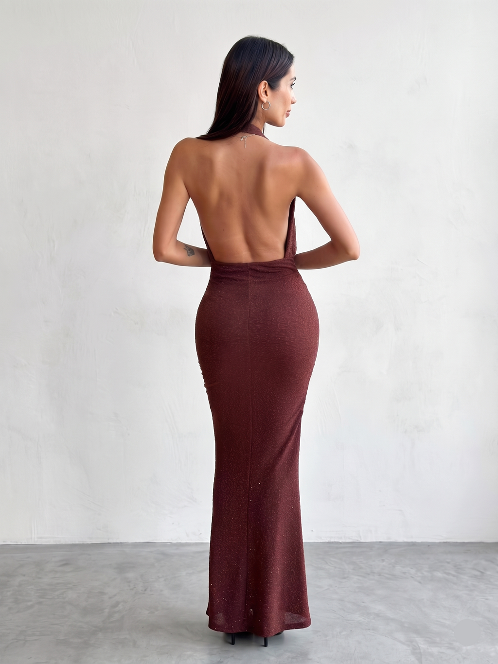 Vestido Brillos Sirena - Café