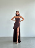 Vestido Strapless - Cafe chocolate