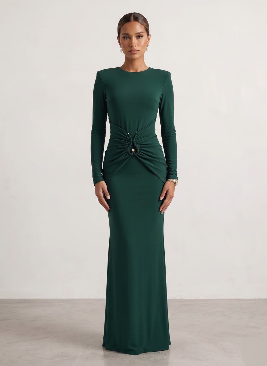 Vestido Manga Larga - Verde Botella