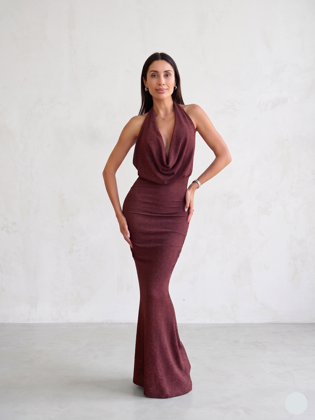 Vestido Brillos Sirena - Café