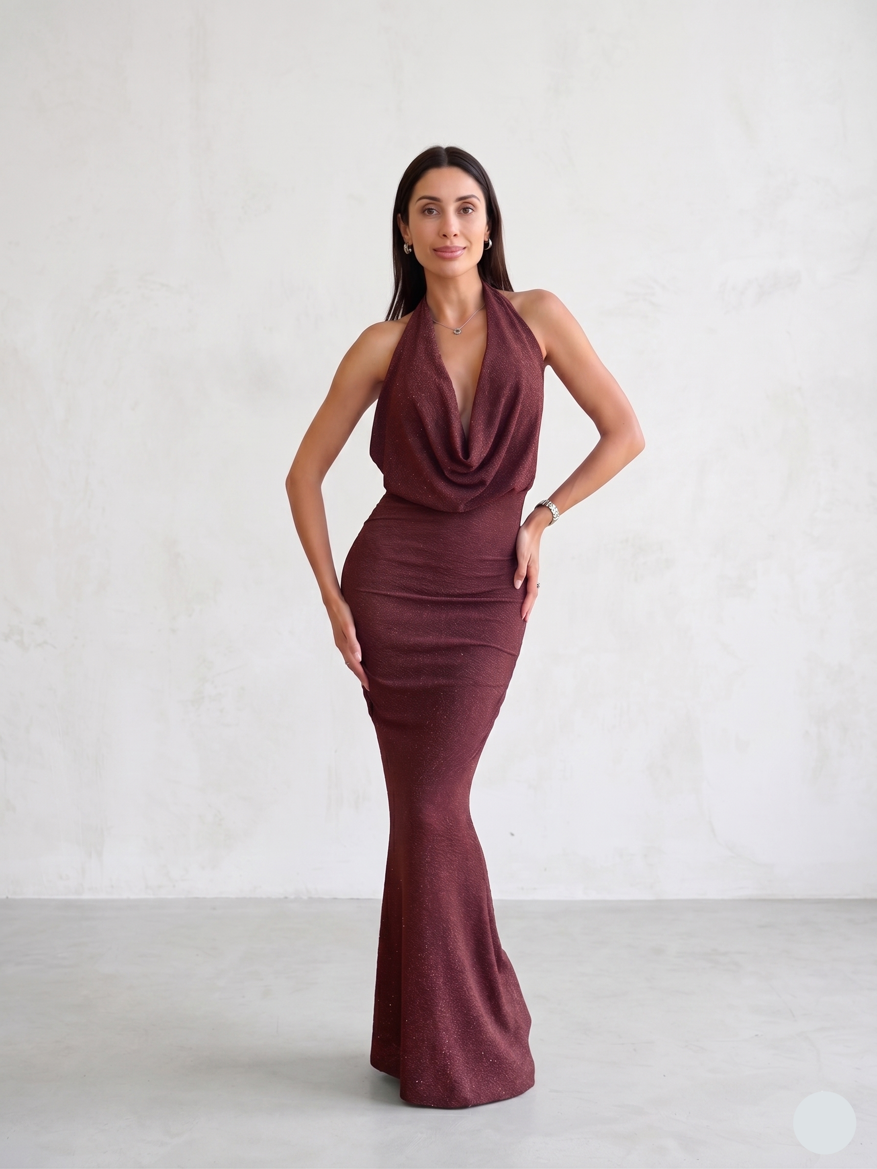 Vestido Brillos Sirena - Café