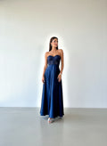 Vestido Corset Azul Marino con Falda Satinada