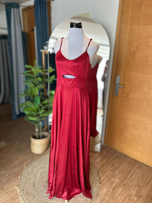 Vestido Apertura Brillos - Rojo