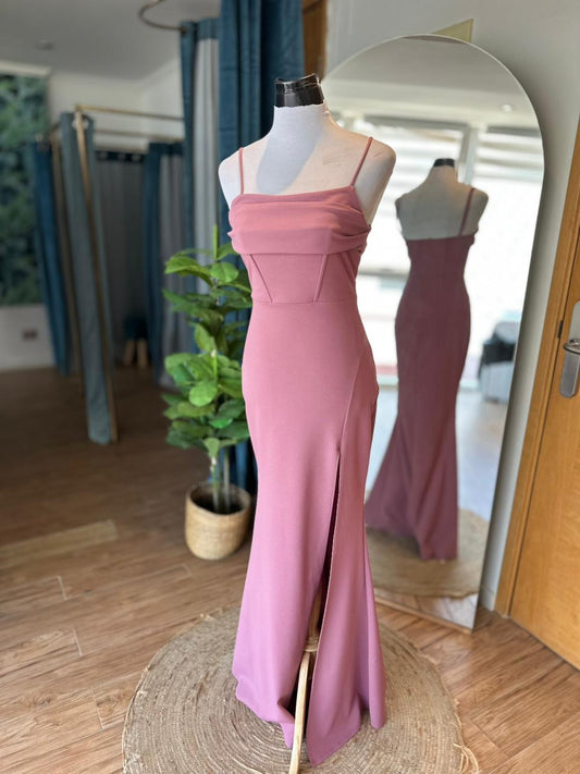 Vestido Crepe Corset - Palo Rosa
