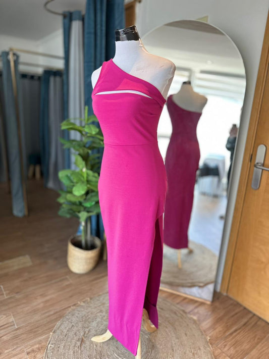 Vestido Asimetrico Crepe - Fucsia