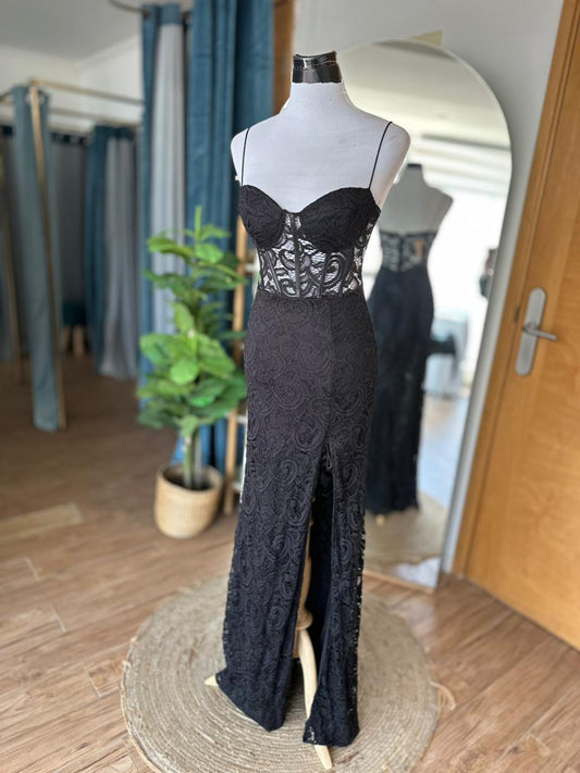 Vestido Encaje Corset - Negro