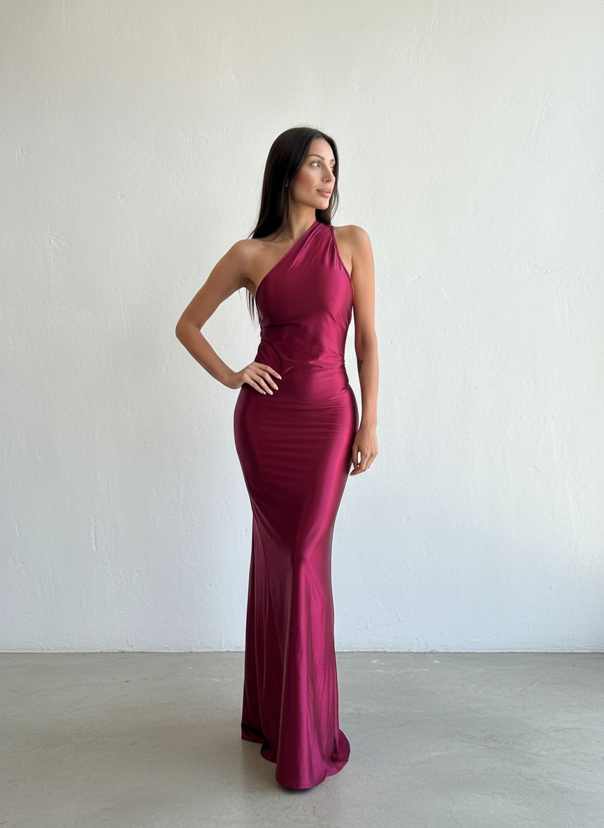 Vestido Lycra Halter - Burdeo