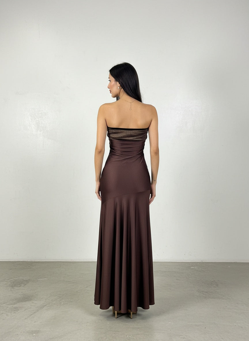 Vestido Strapless - Café Chocolate