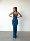 Vestido Asimetrico - Azul Petroleo