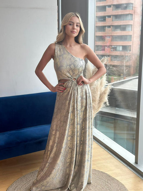 Vestido Asimetrico - Dorado Snake