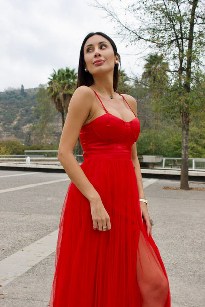VESTIDO TUL ROJO
