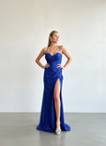 Vestido Brillos Corset - Azul Rey