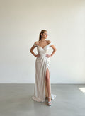 Vestido Brillos Escote Bote - Dorado
