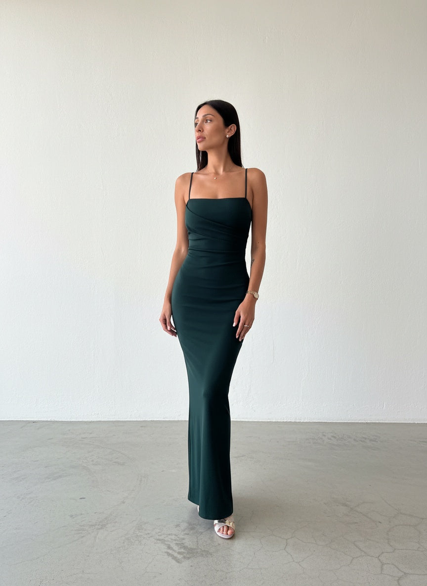 Vestido Crepe - Verde Botella