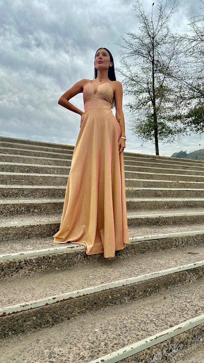 VESTIDO BRILLOS DORADO