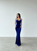 Vestido Terciopelo Brillos - Azul Rey