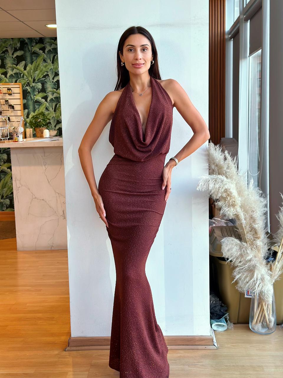 Vestido Brillos - Café chocolate