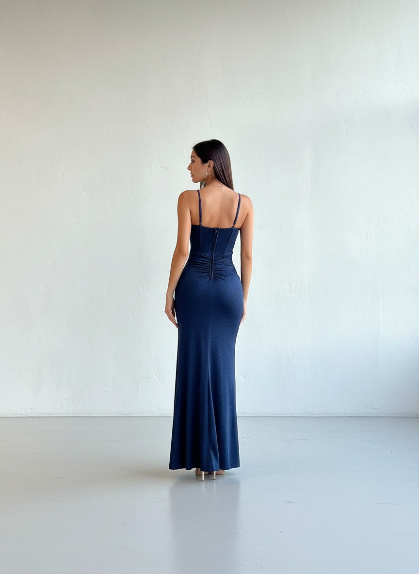 Vestido Corset - Azul Marino Brillos